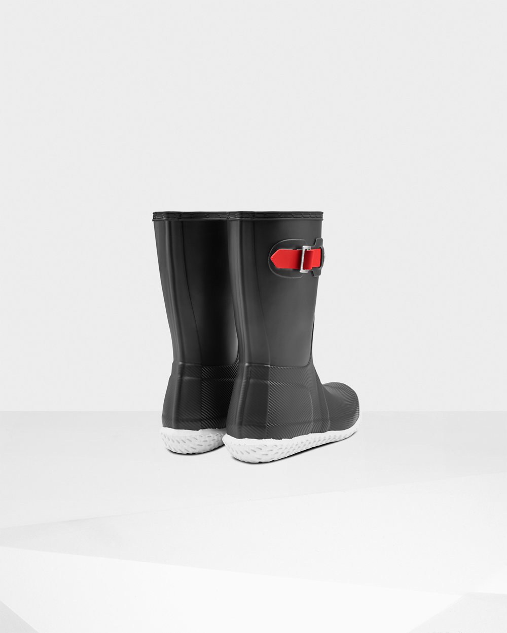 Hunter Original Flat Heel Calendar Sole For Women - Short Rain Boots Black/Red | India GJZOX6754